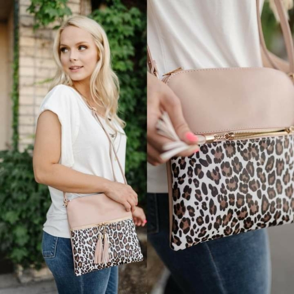 Handbags - ☀NWOT Dusty Pink Leopard Shoulder Bag or Crossbody